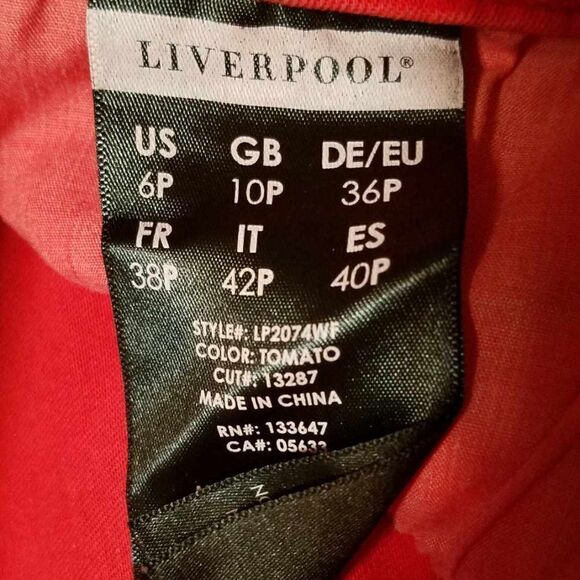 Liverpool Red The Crop Jeans size 6/28 Petite - Picture 11 of 13